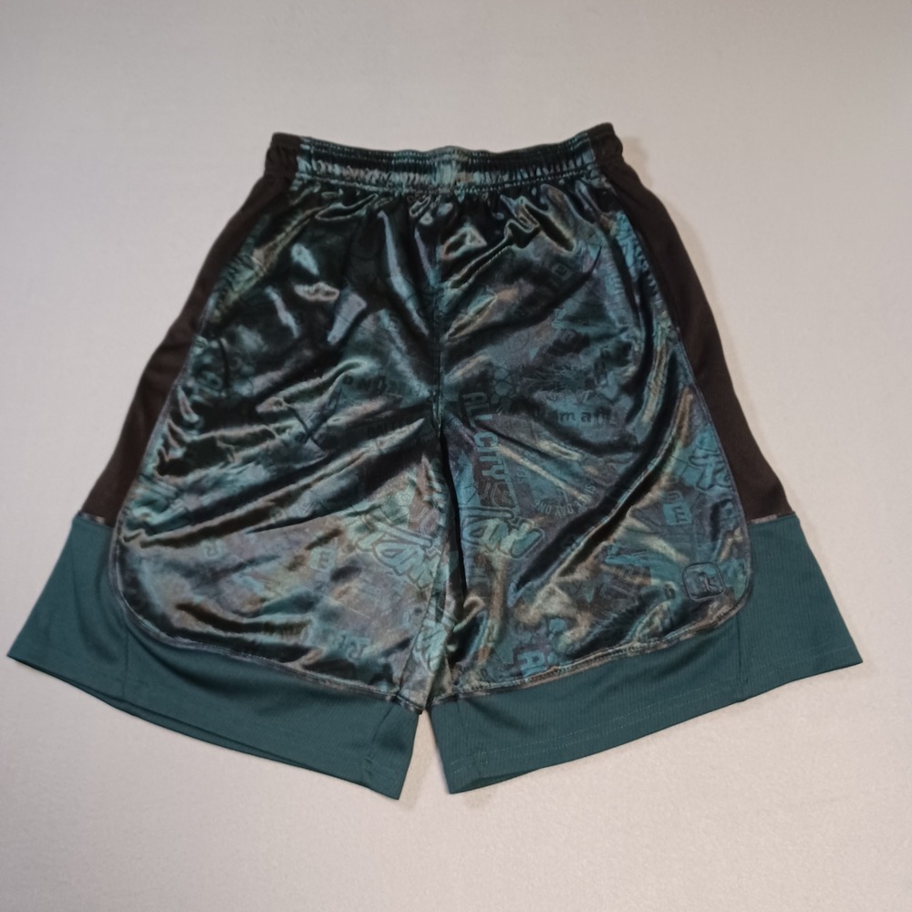 AND1 Mens Basketball Shorts Teal Black Graphic Print Athletic Mesh ANM253SH02